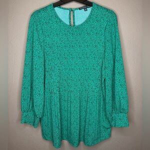 Adrianna Papell Women's Green Long Sleeve Blouse Size M Baddie Preppy Bohemian